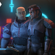 Wrecker, Hunter, Omega, and Tech look at a hologram of a Clone Wars-era Tactical Droid.